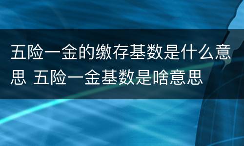 五险一金的缴存基数是什么意思 五险一金基数是啥意思