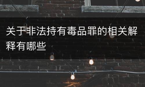 关于非法持有毒品罪的相关解释有哪些