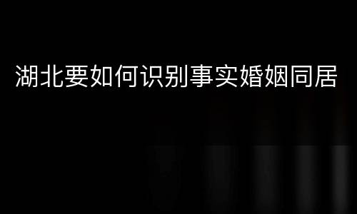 湖北要如何识别事实婚姻同居