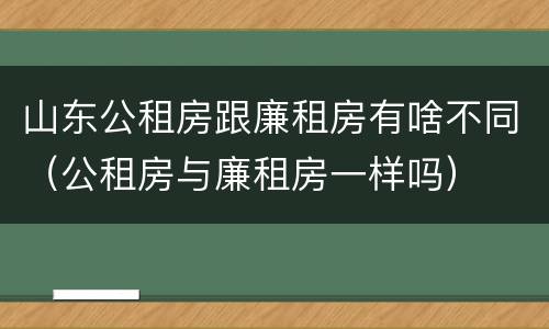 山东公租房跟廉租房有啥不同（公租房与廉租房一样吗）