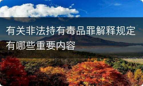 有关非法持有毒品罪解释规定有哪些重要内容