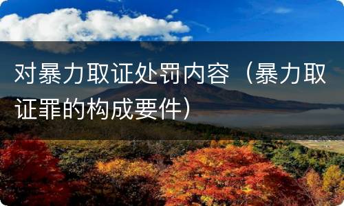 对暴力取证处罚内容（暴力取证罪的构成要件）