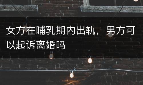 女方在哺乳期内出轨，男方可以起诉离婚吗