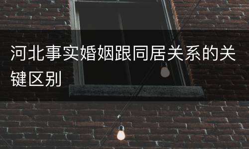 河北事实婚姻跟同居关系的关键区别