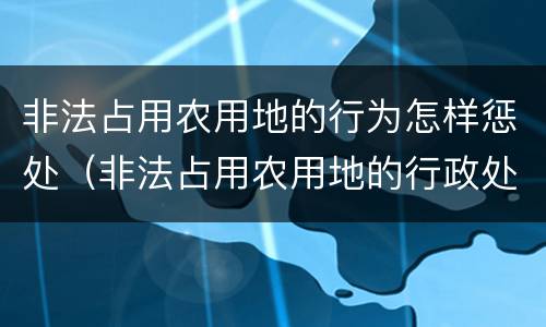 非法占用农用地的行为怎样惩处（非法占用农用地的行政处罚）