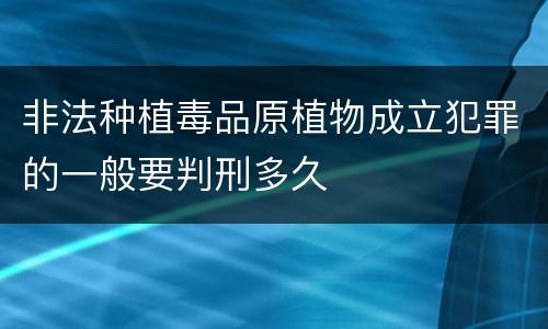 非法种植毒品原植物成立犯罪的一般要判刑多久