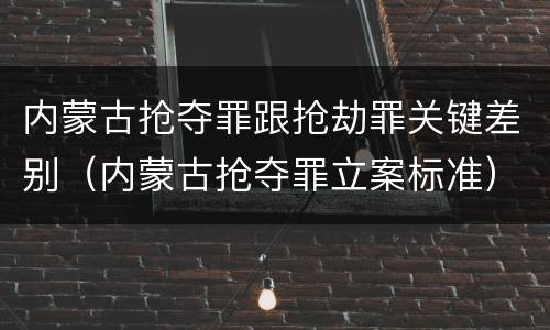 内蒙古抢夺罪跟抢劫罪关键差别（内蒙古抢夺罪立案标准）