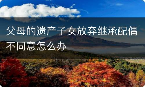 父母的遗产子女放弃继承配偶不同意怎么办