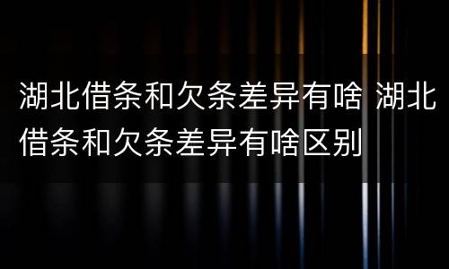 湖北借条和欠条差异有啥 湖北借条和欠条差异有啥区别