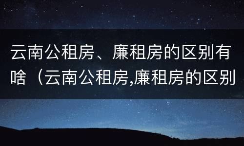 云南公租房、廉租房的区别有啥（云南公租房,廉租房的区别有啥不同）