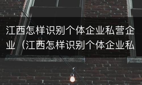 江西怎样识别个体企业私营企业（江西怎样识别个体企业私营企业的真假）
