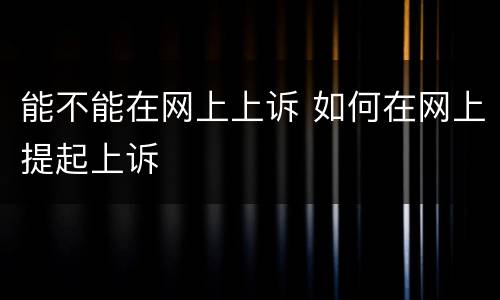 能不能在网上上诉 如何在网上提起上诉