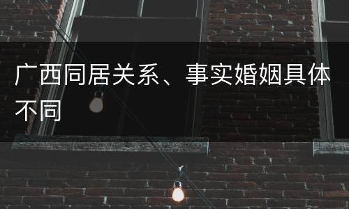 广西同居关系、事实婚姻具体不同