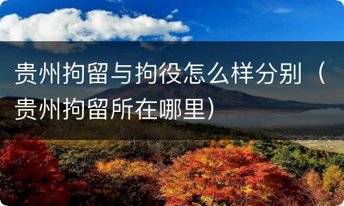 贵州拘留与拘役怎么样分别（贵州拘留所在哪里）
