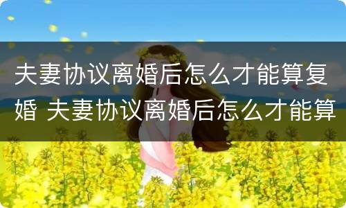 夫妻协议离婚后怎么才能算复婚 夫妻协议离婚后怎么才能算复婚成功