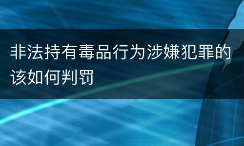非法持有毒品行为涉嫌犯罪的该如何判罚