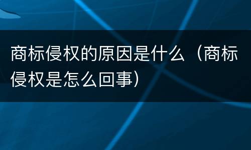 商标侵权的原因是什么（商标侵权是怎么回事）