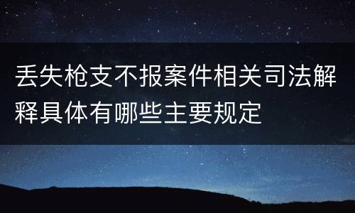 丢失枪支不报案件相关司法解释具体有哪些主要规定