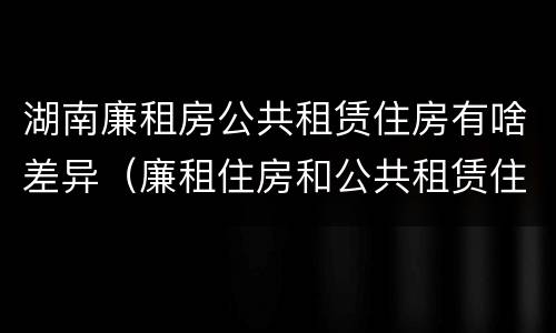 湖南廉租房公共租赁住房有啥差异（廉租住房和公共租赁住房的区别）