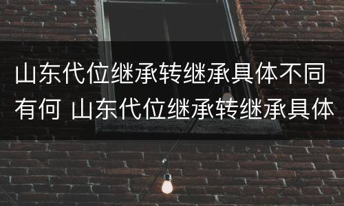 山东代位继承转继承具体不同有何 山东代位继承转继承具体不同有何规定