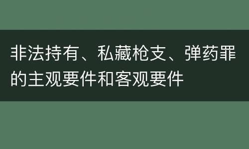 非法持有、私藏枪支、弹药罪的主观要件和客观要件