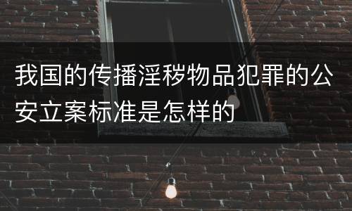 我国的传播淫秽物品犯罪的公安立案标准是怎样的