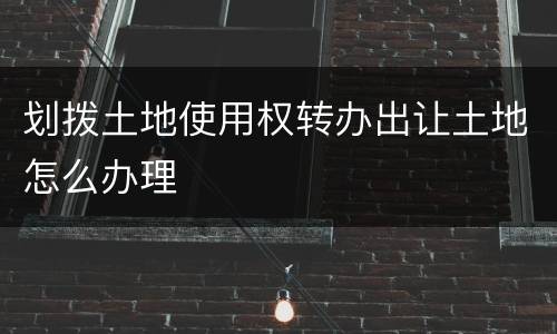 划拨土地使用权转办出让土地怎么办理