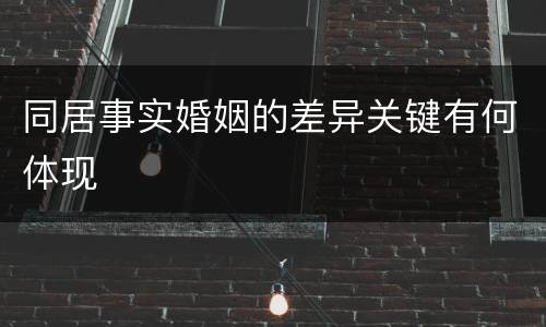 同居事实婚姻的差异关键有何体现