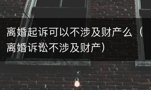 离婚起诉可以不涉及财产么（离婚诉讼不涉及财产）