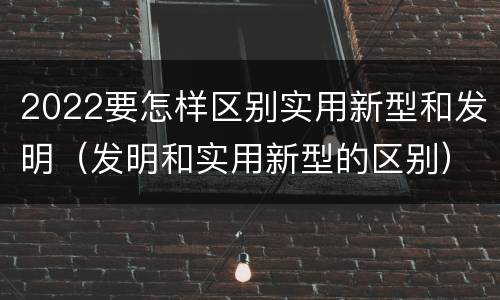 2022要怎样区别实用新型和发明（发明和实用新型的区别）