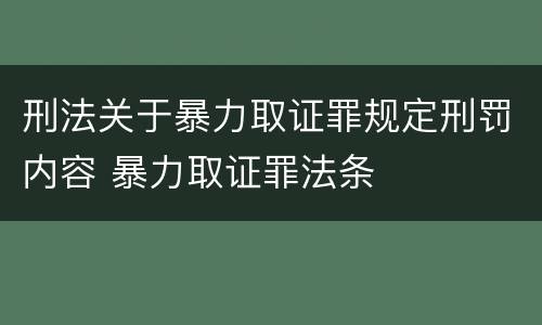 刑法关于暴力取证罪规定刑罚内容 暴力取证罪法条
