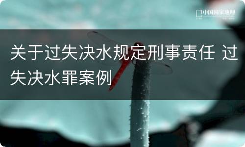 关于过失决水规定刑事责任 过失决水罪案例