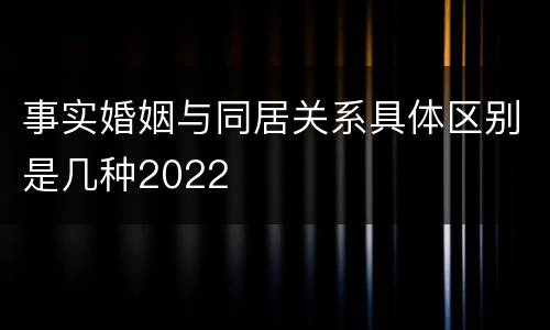 事实婚姻与同居关系具体区别是几种2022