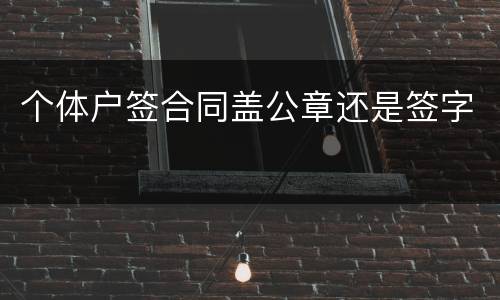 个体户签合同盖公章还是签字