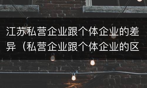 江苏私营企业跟个体企业的差异（私营企业跟个体企业的区别）