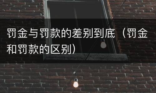 罚金与罚款的差别到底（罚金和罚款的区别）