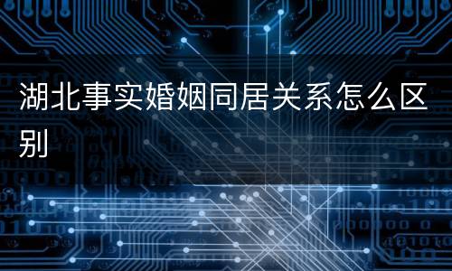 湖北事实婚姻同居关系怎么区别