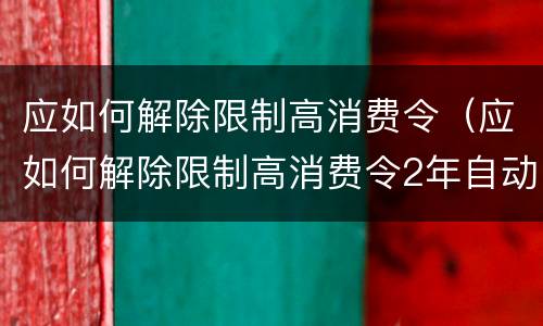 应如何解除限制高消费令（应如何解除限制高消费令2年自动）
