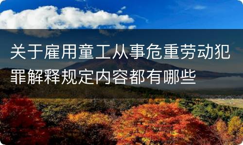 关于雇用童工从事危重劳动犯罪解释规定内容都有哪些