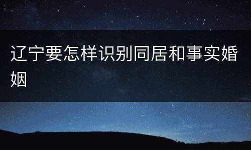 辽宁要怎样识别同居和事实婚姻
