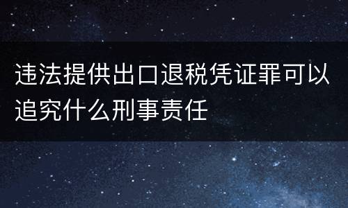 违法提供出口退税凭证罪可以追究什么刑事责任
