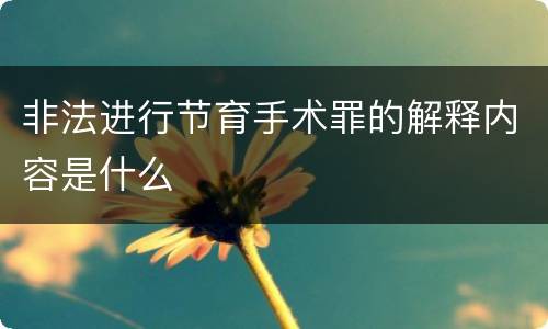 非法进行节育手术罪的解释内容是什么