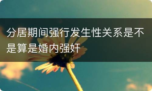 分居期间强行发生性关系是不是算是婚内强奸