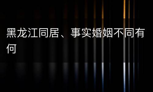 黑龙江同居、事实婚姻不同有何