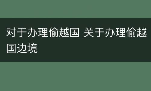 对于办理偷越国 关于办理偷越国边境