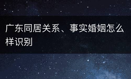 广东同居关系、事实婚姻怎么样识别