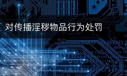 对传播淫秽物品行为处罚