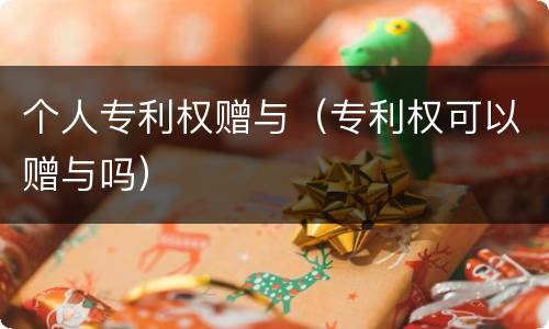 个人专利权赠与（专利权可以赠与吗）