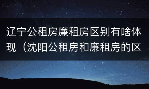 辽宁公租房廉租房区别有啥体现（沈阳公租房和廉租房的区别）