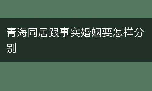 青海同居跟事实婚姻要怎样分别